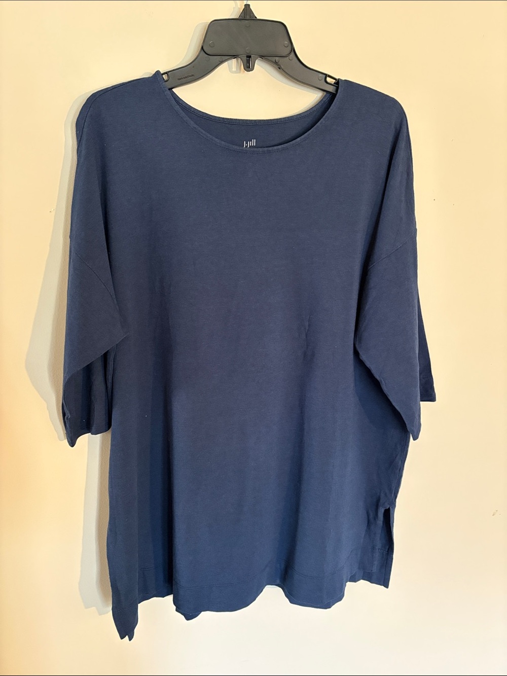 J. Jill Navy Short-Sleeve Crewneck Tunic Top